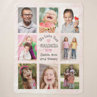 We Love You Oma Fotocollage (Roze Achtergrond) Sherpa Deken