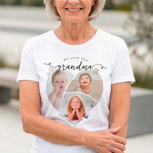 We Love You Oma Persoonlijke 3 Foto Collage T-shirt