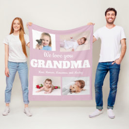 We Love You Oma Roze 4 Foto Kind Familie Fleece Deken