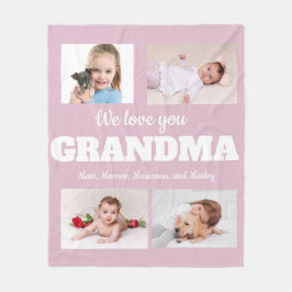 We Love You Oma Roze 4 Foto Kind Familie Fleece Deken