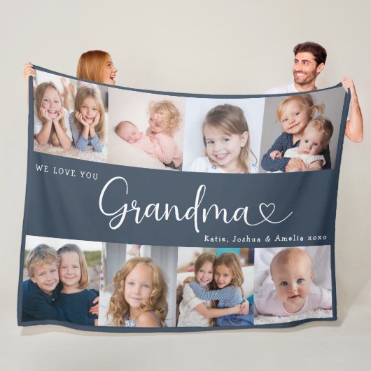 We Love you Oma Script 8 Foto Modern Fleece Deken (In situ)