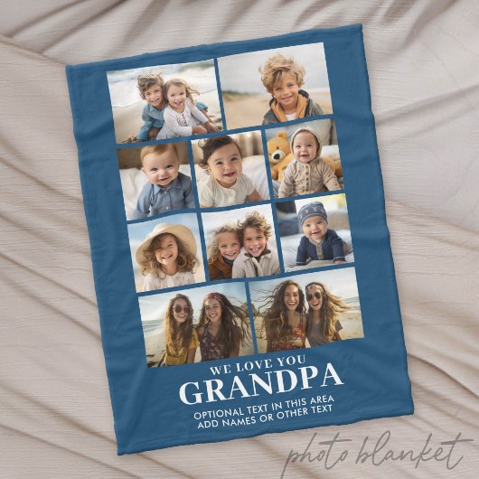 We Love You Opa - 10 Foto Collage - Modern Fleece Deken