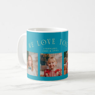 We Love You Opa 4-Foto Aqua Blauw Koffiemok