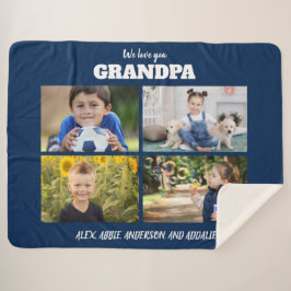 We Love You Opa 4 Foto Navyblauw Sherpa Deken