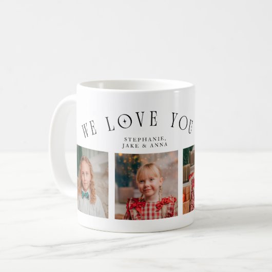We Love You Opa 4-Foto Wit Koffiemok (Voorkant links)