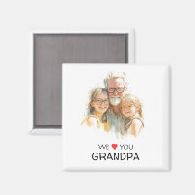 We Love You Opa Magneet | Gepersonaliseerde Foto