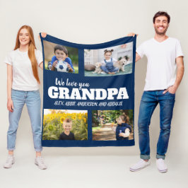 We Love You Opa Navy Blue 4 Foto Kind Familie Fleece Deken