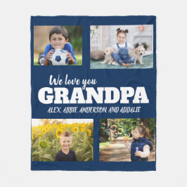 We Love You Opa Navy Blue 4 Foto Kind Familie Fleece Deken