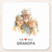 We Love You Opa Papier Onderzetter | Aangepaste Fo (Voorkant)