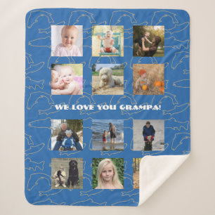 We Love You Opa Vis Patroon Foto Collage Sherpa Deken