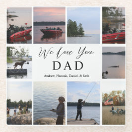 We Love You Papa | 10 Aanpasbare Foto's met Namen Glazen Onderzetter
