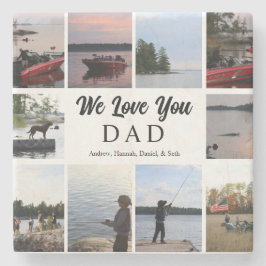 We Love You Papa | 10 Aanpasbare Foto's met Namen Stenen Onderzetter