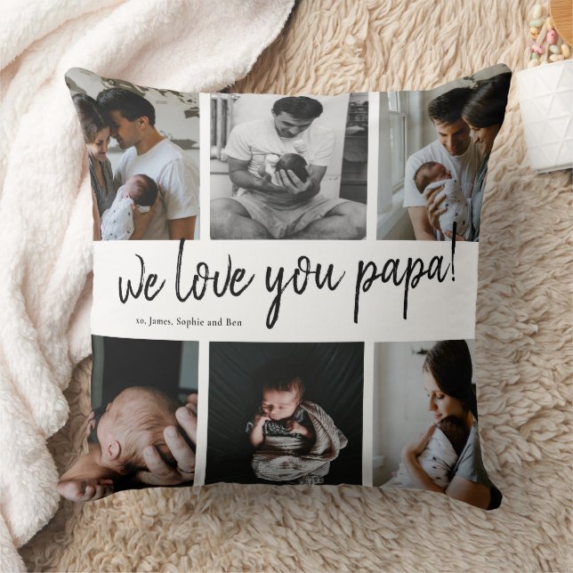We Love You Papa Moderne 6 Foto Collage Vader Kussen (Deken)