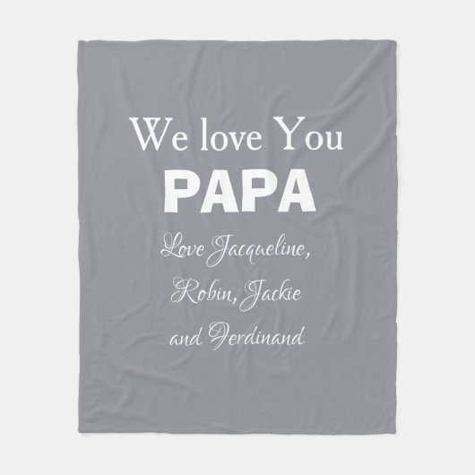 We Love You Papa Script Kinder naam Simple Modern Fleece Deken (Voorkant)