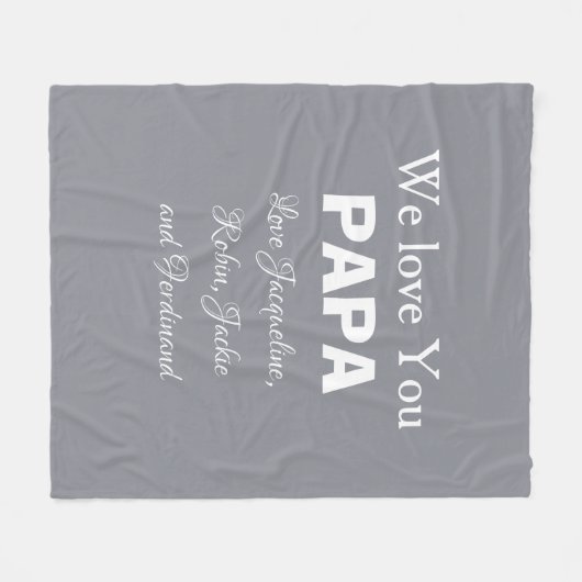 We Love You Papa Script Kinder naam Simple Modern Fleece Deken (Voorkant (Horizontaal))
