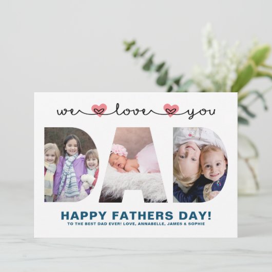 We Love You Papa | Vaderdag foto Feestdagenkaart (Staand voorkant)