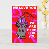 We Love You Pink Ribbon Borstkanker Kaart (Gele Bloem)