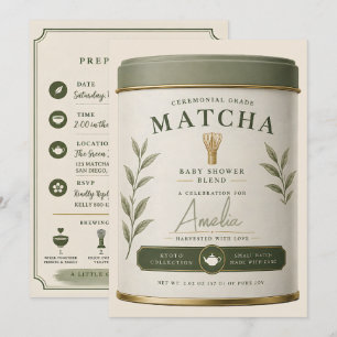 We Love You So Matcha Baby Shower Sage Groene Thee Kaart