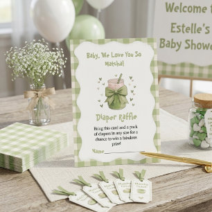 We Love You So Matcha Gingham Luierloterij Informatiekaartje