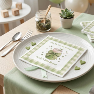 We Love You So Matcha Groene Bow Gingham Servet