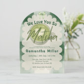 We Love You So Matcha Moderne Babyborrel Kaart (Staand voorkant)