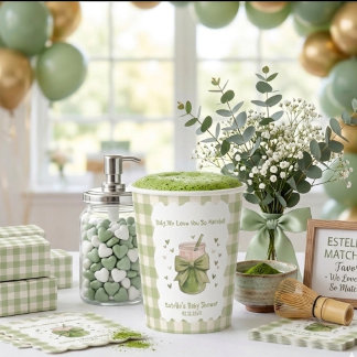 We Love You So Matcha Sip Green Hearts Papieren Bekers