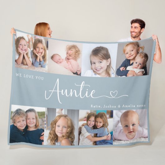 We Love you Tante Script 8 Foto Modern Fleece Deken (In situ)