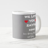 We Love You Zayde Gepersonaliseerde Grijs/Wit + Ha Grote Koffiekop (Voorkant rechts)