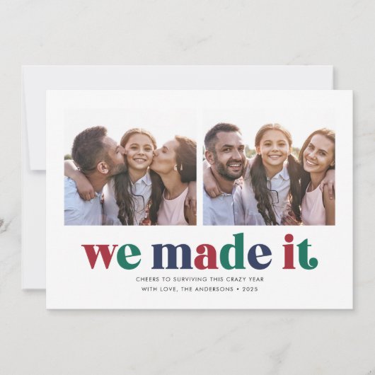 We Made It Two Photo Christmas Feestdagenkaart (Voorkant)