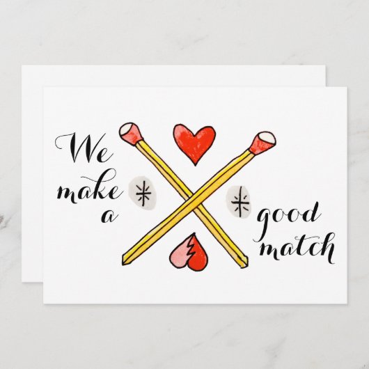 We Make a Good Match Valentine's Day flat card Feestdagenkaart (Voorkant / Achterkant)