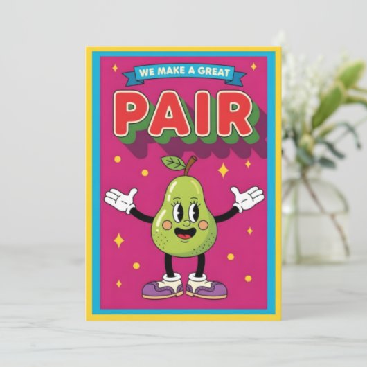 We Make a Great Pair fun fruit lover kawaii pear Bedankkaart (Staand voorkant)
