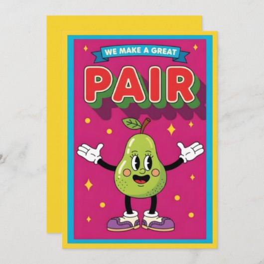 We Make a Great Pair fun fruit lover kawaii pear Bedankkaart (Voorkant / Achterkant)