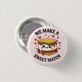 We Make A Sweet Match — Cute and Asthetic Patches Ronde Button 3,2 Cm (Voorkant /achterkant)