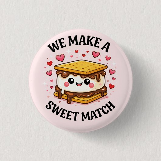 We Make A Sweet Match — Cute and Asthetic Patches Ronde Button 3,2 Cm (Voorkant)