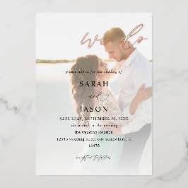 We maken fotokalligrafie-bruiloft folie uitnodiging