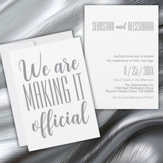 "We maken het officieel" Minimalistische bruiloft Kaart
