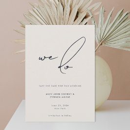 We maken moderne, minimalistische beige grijze kal save the date