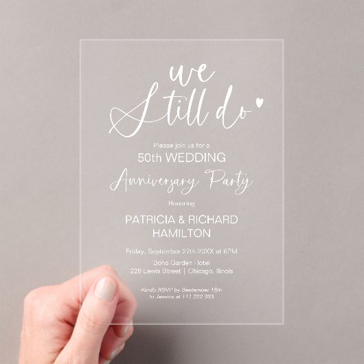 We maken nog steeds Jubileum Acryl Uitnodigingen (Insitu (Draagbaar))