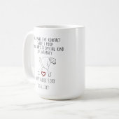 We maken oogcontact terwijl ik poep koffiemok (Voorkant links)