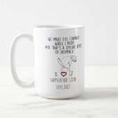 We maken oogcontact terwijl ik poep koffiemok (Links)