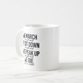 We marcheren We gaan zitten We spreken op Koffiemok (Voorkant links)