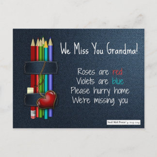 We Miss You Grandma: Rozen zijn rood gedicht van K Briefkaart