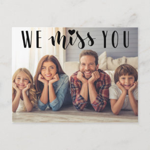We Miss You Hand Lettering Photo Briefkaart