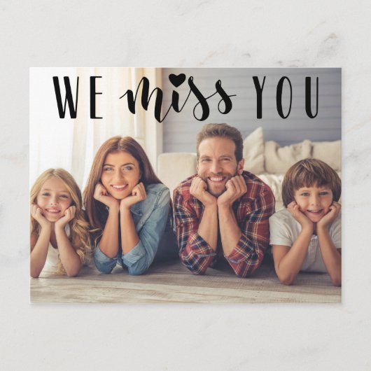 We Miss You Hand Lettering Photo Briefkaart (Voorkant)