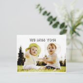We missen je! briefkaart (Staand voorkant)