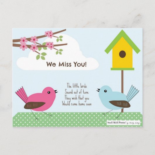 We missen je gedicht van kinderen briefkaart (Voorkant)