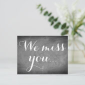 We missen je, Handschrift Typografie Black White Briefkaart (Staand voorkant)