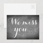 We missen je, Handschrift Typografie Black White Briefkaart (Voorkant / Achterkant)