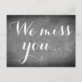 We missen je, Handschrift Typografie Black White Briefkaart
