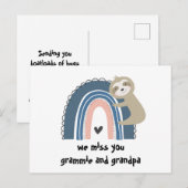 We missen jullie Rainbow Sloth grootouders Briefka Briefkaart (Voorkant / Achterkant)